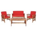 Safavieh Rocklin Outdoor Patio Conversation Set, Natural & Red - 4 Piece PAT7007R